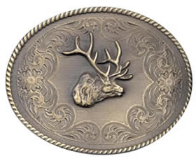 Elk head brass buckle